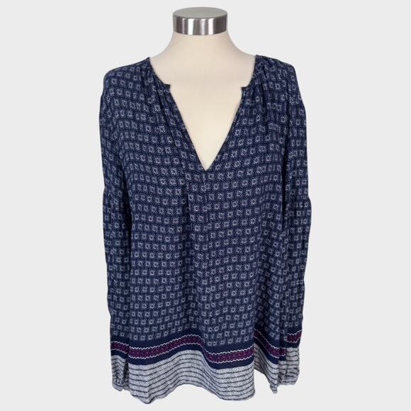 GAP Womens XL Blue Purple Print 100% Rayon Top - Picture 1 of 7